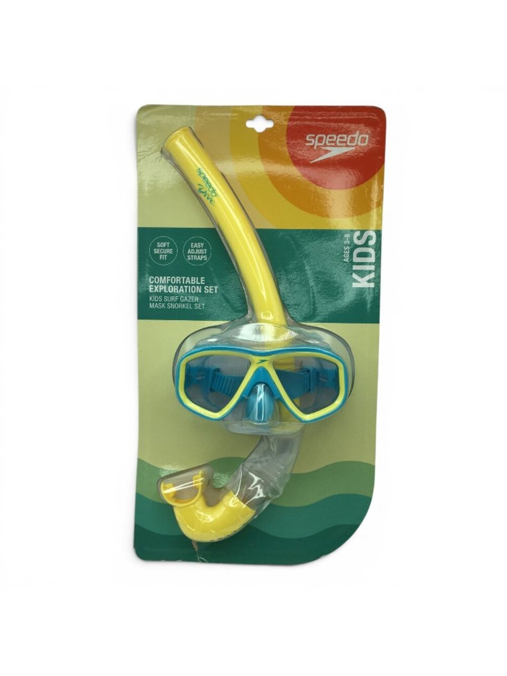 Speedo Kids Surf Gazer Mask Snorkel Set Ages 3-8 Yellow Blue New Sealed